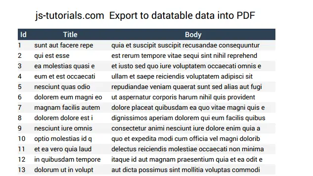 js export table to pdf