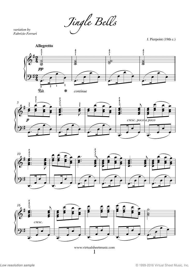 jingle bells piano pdf