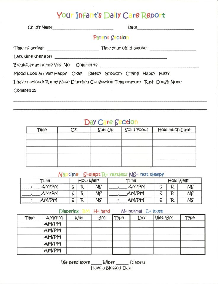 infant daily report pdf