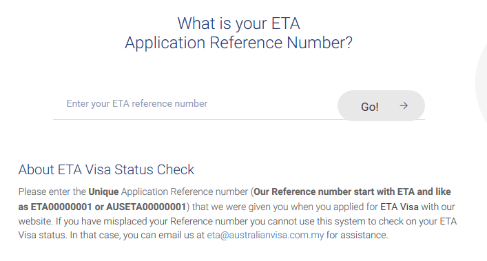 eta check application status australia