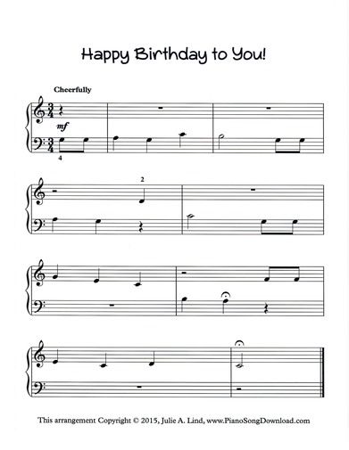 happy birthday song piano notes pdf