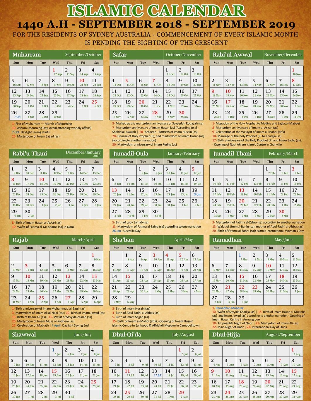 islamic calendar 2019 pdf